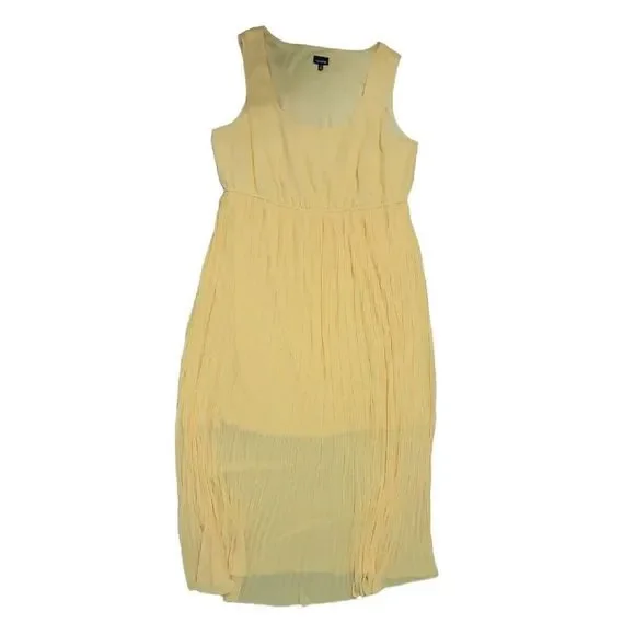 Torrid Womens Dress Size 2 Sleeveless Maxi PleatedChiffon Yellow
